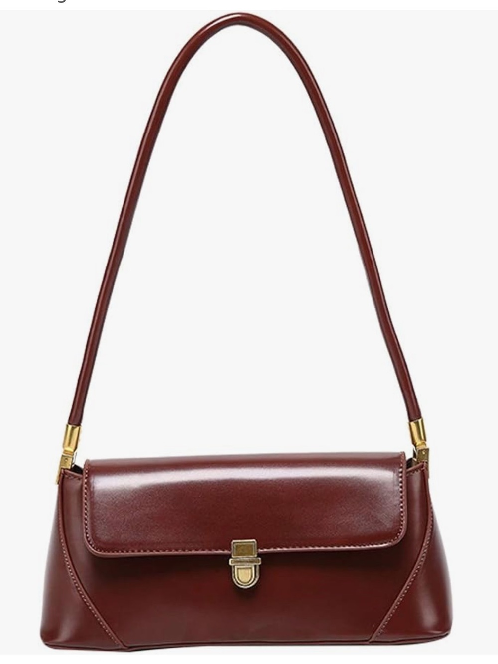 Burgundy Shoulder Bag with Gold Hardware Faux Leather NEW